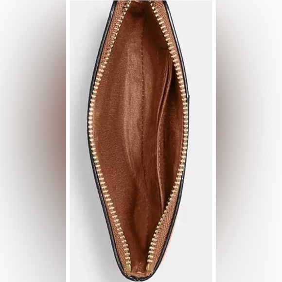 COACH Corner Zip Wristlet Signature Canvas W/ Brown Stripe - NEW W TAGS MSRP $88 - Picture 2 of 5